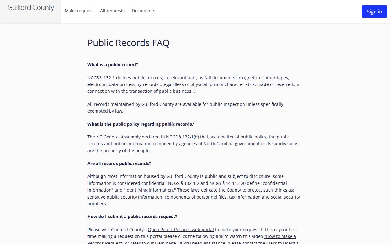 Guilford County arrest record request FAQ