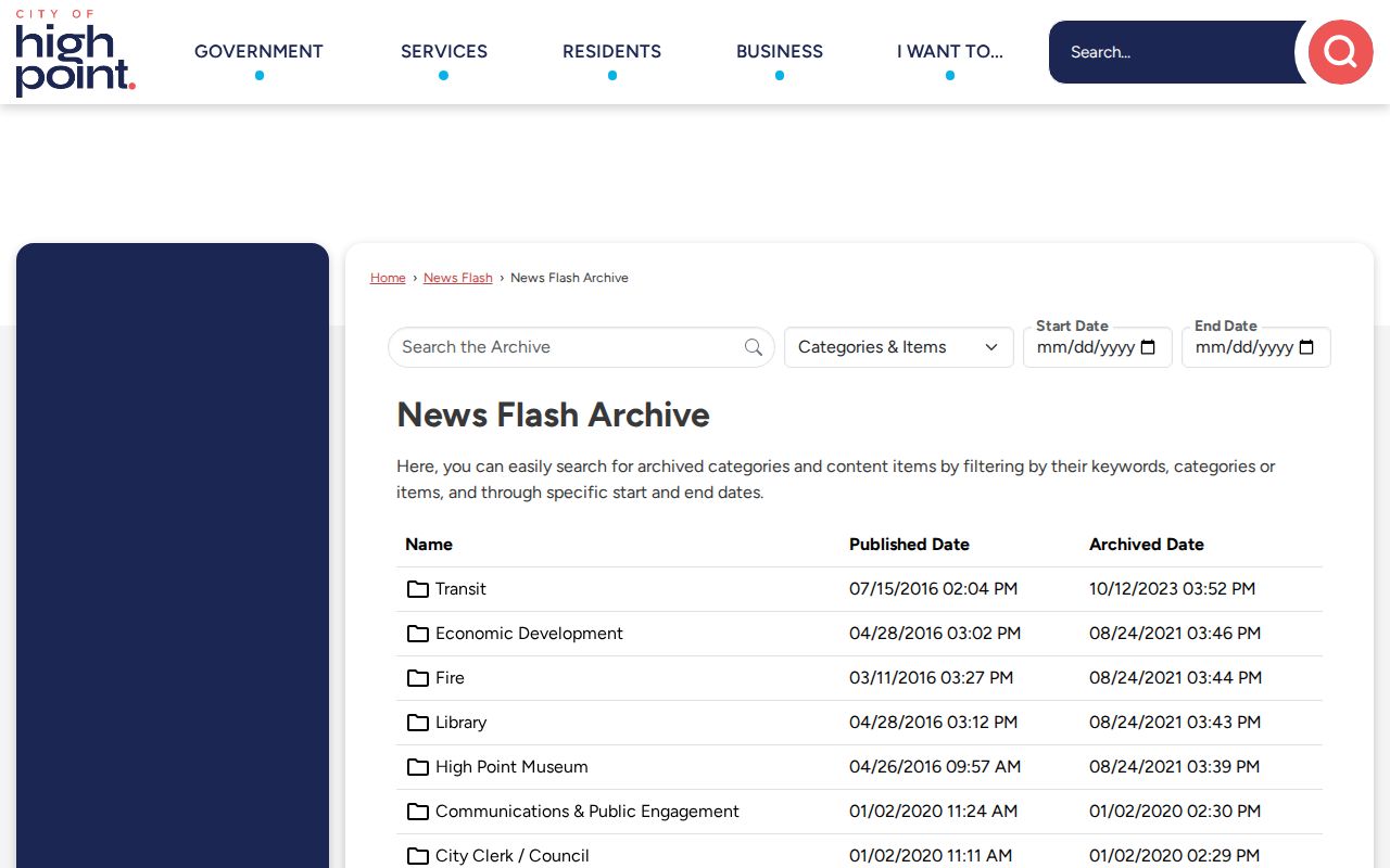 High Point Police dated news release archive