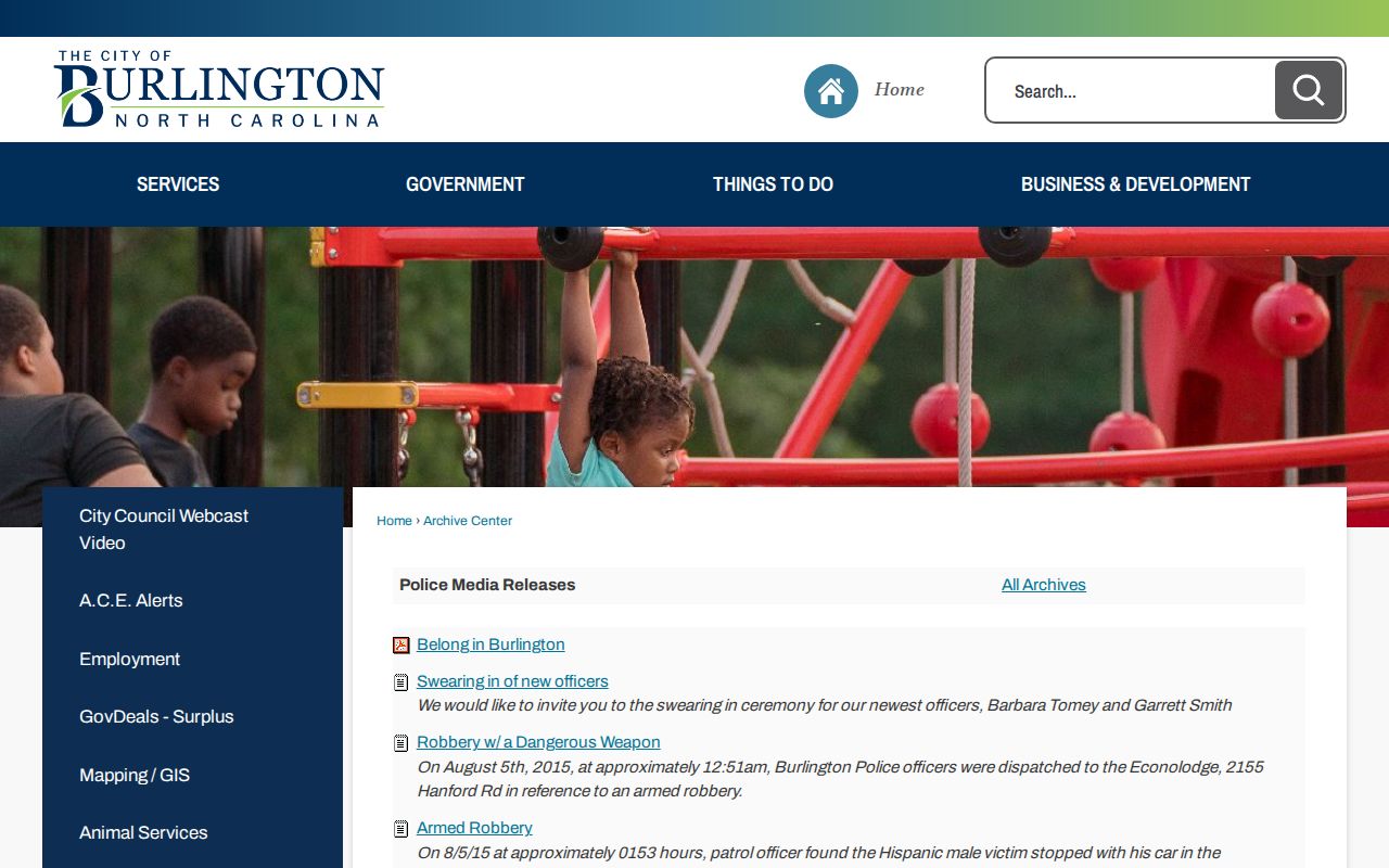 Guilford County arrest log source at Burlington Police media archive